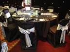 Black Chair Cover Silver Silk Sash